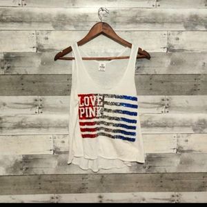 NWOT XS Victoria secret Pink sequin flag